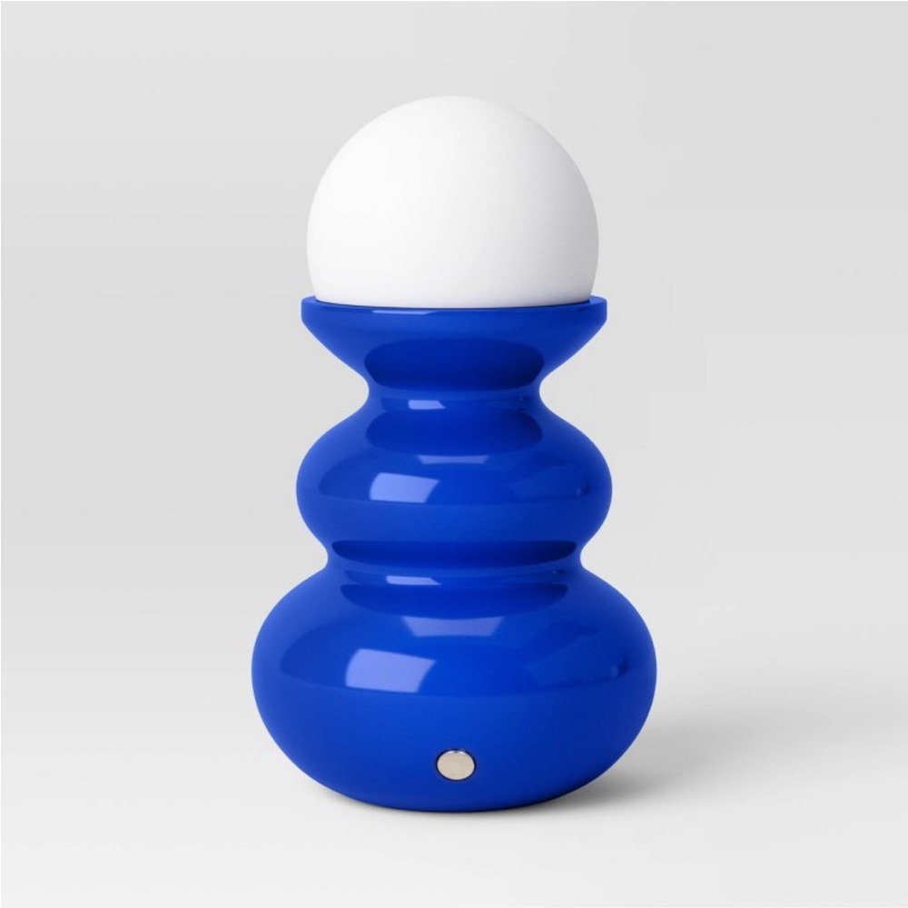2!!!! ROOM ESSENTIALS NWT mini plastic table lamp with glass orb -cobalt blue